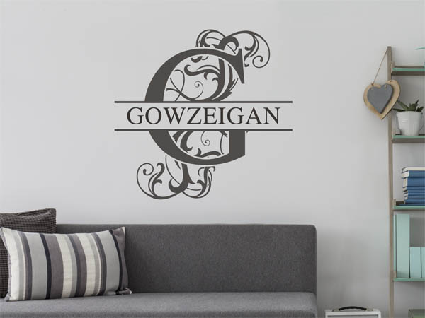 Wandtattoo verschnörkelter Buchstabe G mit Gowzeigan