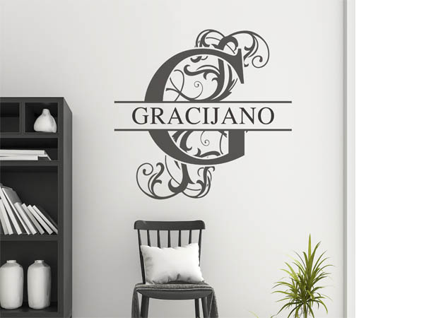 Wandtattoo verschnörkelter Buchstabe G mit Gracijano