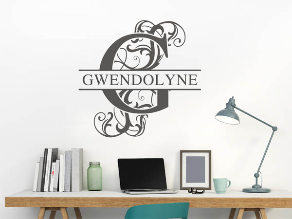 Wandtattoo verschnörkelter Buchstabe G mit Gwendolyne