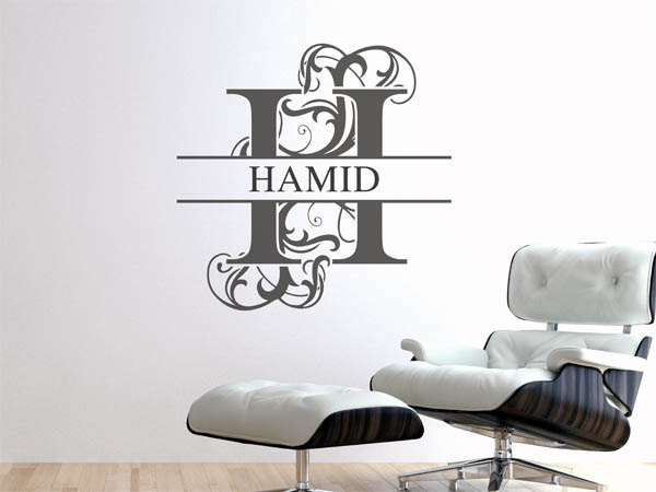 Wandtattoo verschnörkelter Buchstabe H mit Hamid