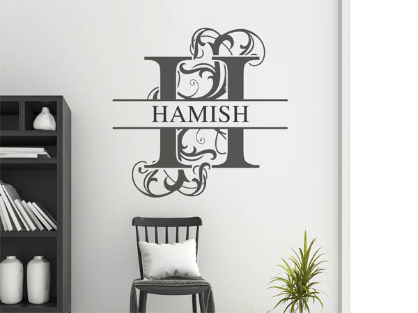 Wandtattoo verschnörkelter Buchstabe H mit Hamish
