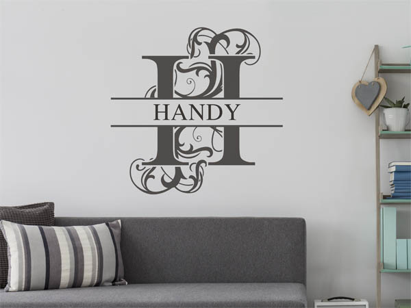 Wandtattoo verschnörkelter Buchstabe H mit Handy