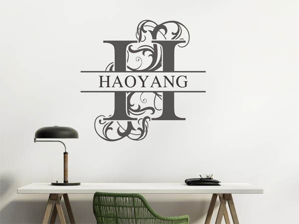 Wandtattoo verschnörkelter Buchstabe H mit Haoyang