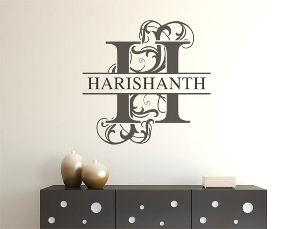 Wandtattoo verschnörkelter Buchstabe H mit Harishanth