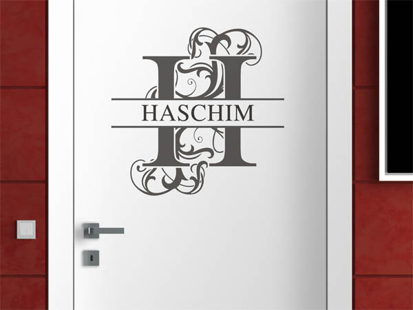 Wandtattoo verschnörkelter Buchstabe H mit Haschim