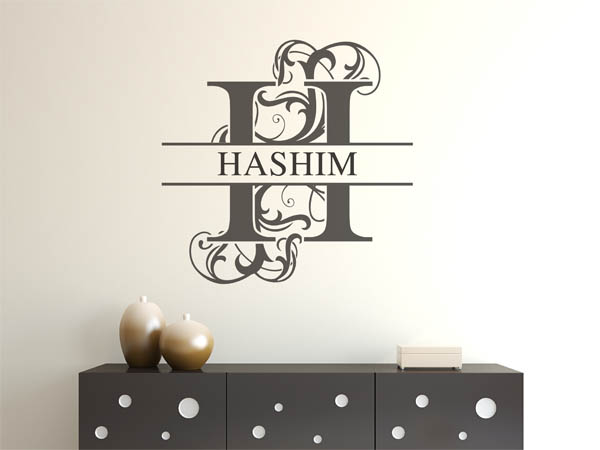 Wandtattoo verschnörkelter Buchstabe H mit Hashim