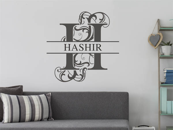 Wandtattoo verschnörkelter Buchstabe H mit Hashir