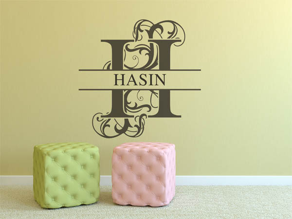 Wandtattoo verschnörkelter Buchstabe H mit Hasin