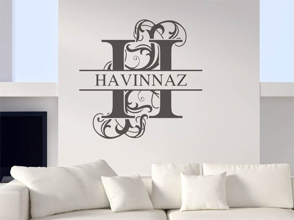 Wandtattoo verschnörkelter Buchstabe H mit Havinnaz