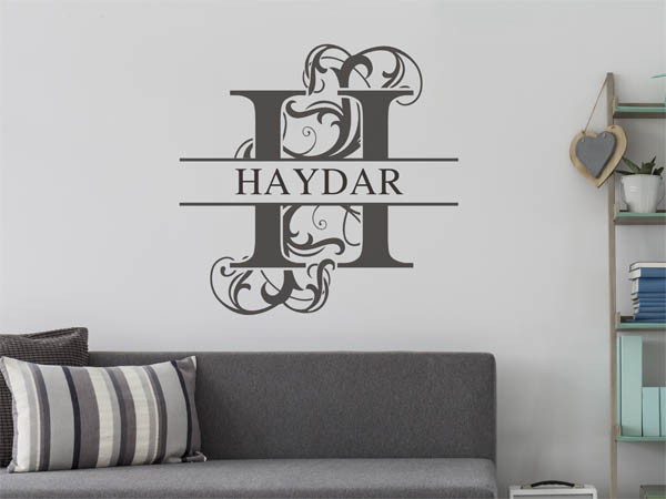 Wandtattoo verschnörkelter Buchstabe H mit Haydar