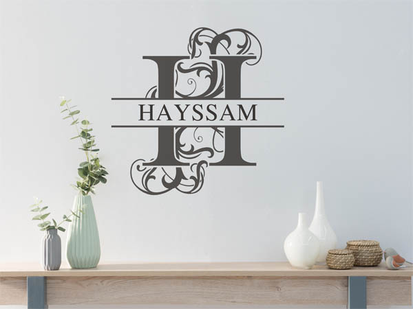 Wandtattoo verschnörkelter Buchstabe H mit Hayssam