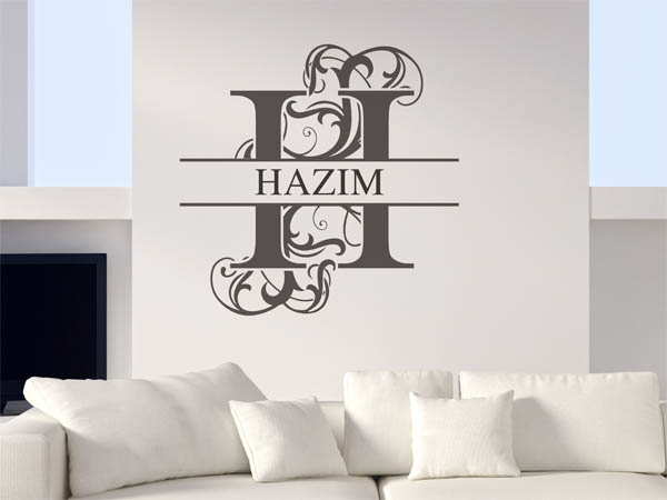 Wandtattoo verschnörkelter Buchstabe H mit Hazim