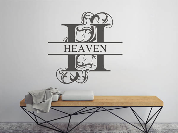 Wandtattoo verschnörkelter Buchstabe H mit Heaven