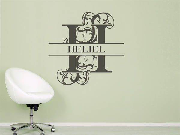 Wandtattoo verschnörkelter Buchstabe H mit Heliel