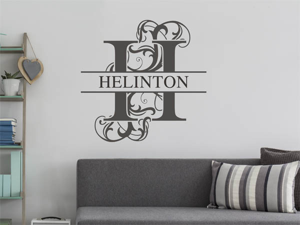 Wandtattoo verschnörkelter Buchstabe H mit Helinton