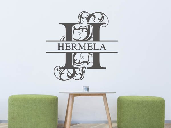 Wandtattoo verschnörkelter Buchstabe H mit Hermela