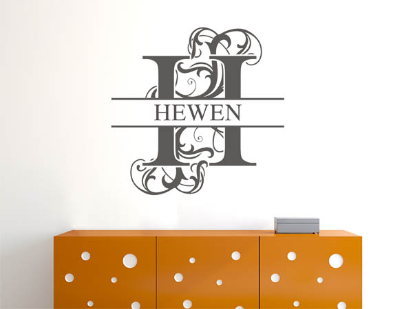 Wandtattoo verschnörkelter Buchstabe H mit Hewen