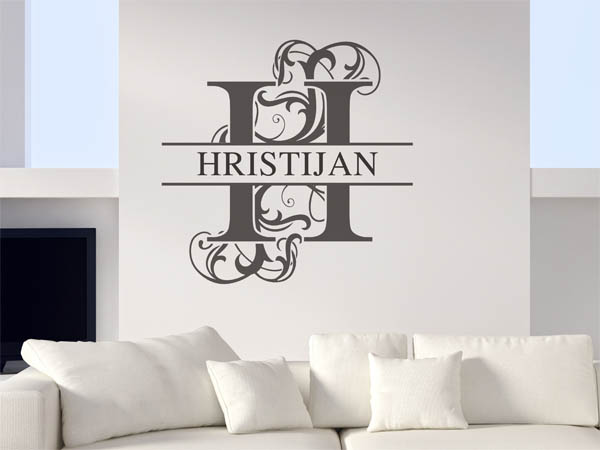 Wandtattoo verschnörkelter Buchstabe H mit Hristijan