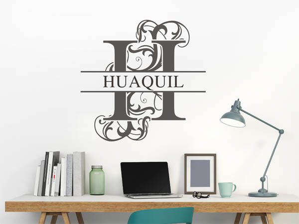 Wandtattoo verschnörkelter Buchstabe H mit Huaquil