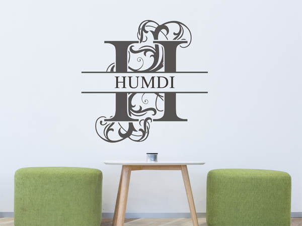 Wandtattoo verschnörkelter Buchstabe H mit Humdi