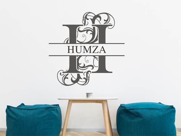 Wandtattoo verschnörkelter Buchstabe H mit Humza