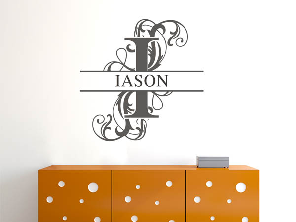 Wandtattoo verschnörkelter Buchstabe I mit Iason