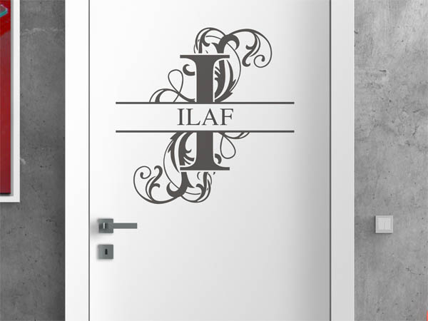 Wandtattoo verschnörkelter Buchstabe I mit Ilaf