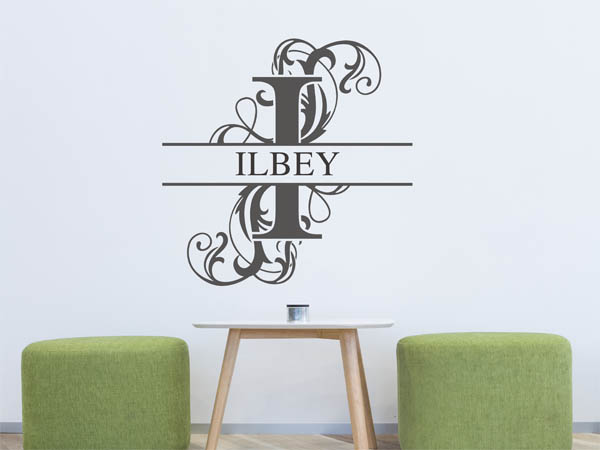 Wandtattoo verschnörkelter Buchstabe I mit Ilbey