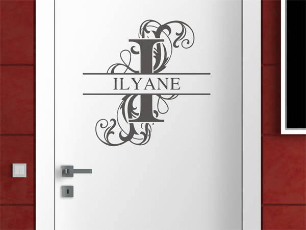 Wandtattoo verschnörkelter Buchstabe I mit Ilyane
