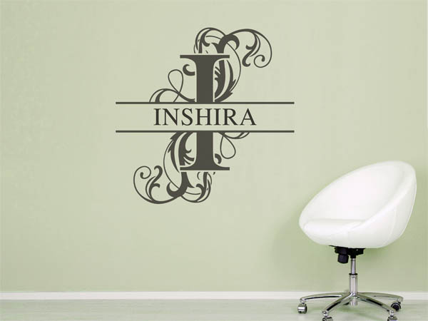 Wandtattoo verschnörkelter Buchstabe I mit Inshira