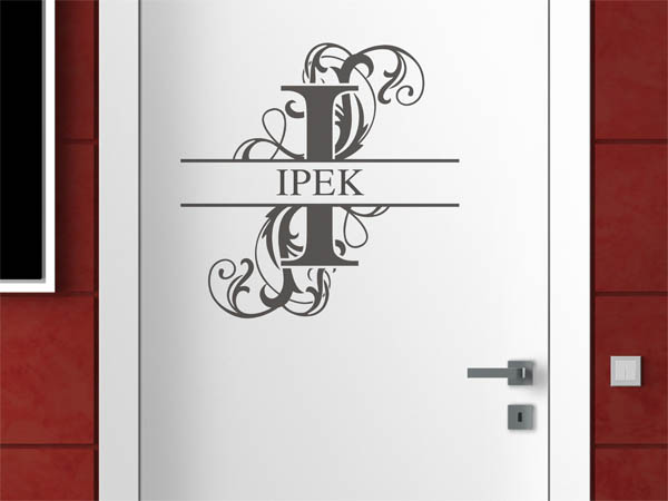 Wandtattoo verschnörkelter Buchstabe I mit Ipek