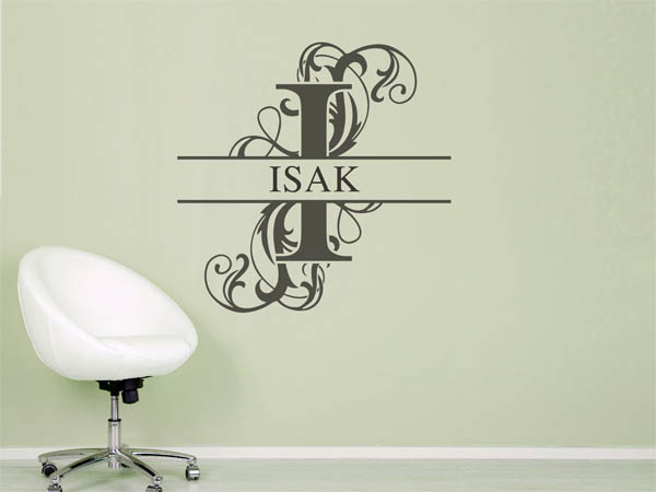 Wandtattoo verschnörkelter Buchstabe I mit Isak