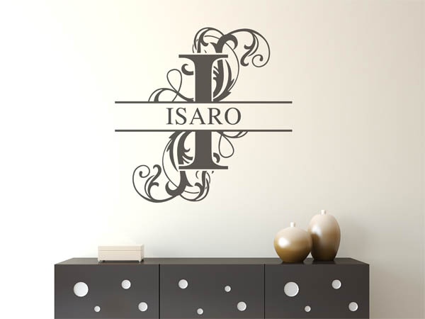 Wandtattoo verschnörkelter Buchstabe I mit Isaro