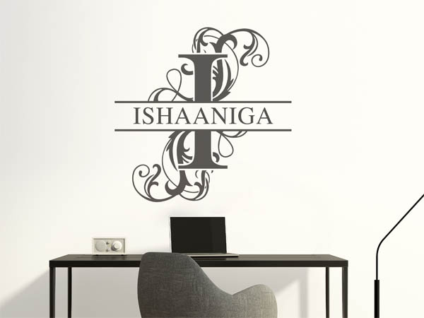 Wandtattoo verschnörkelter Buchstabe I mit Ishaaniga