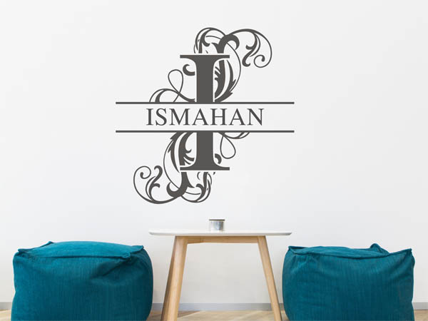 Wandtattoo verschnörkelter Buchstabe I mit Ismahan