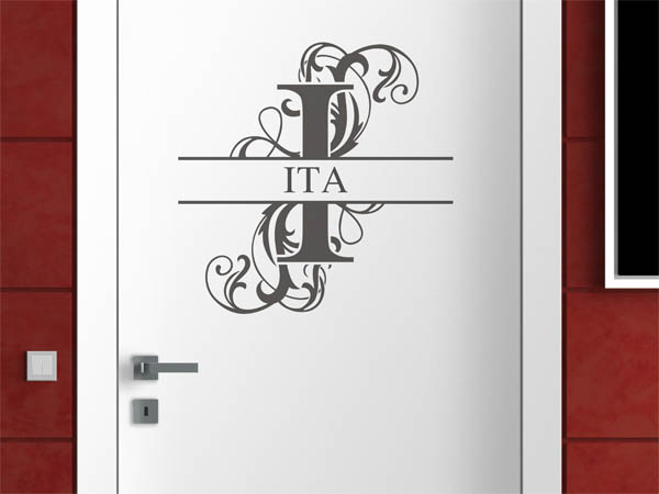 Wandtattoo verschnörkelter Buchstabe I mit Ita