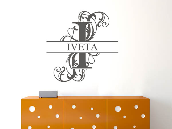 Wandtattoo verschnörkelter Buchstabe I mit Iveta