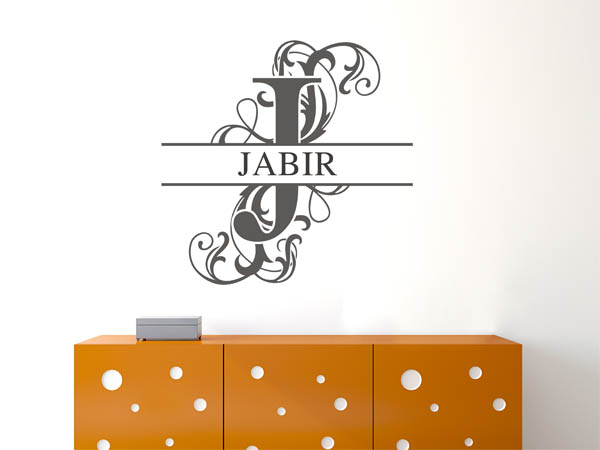 Wandtattoo verschnörkelter Buchstabe J mit Jabir