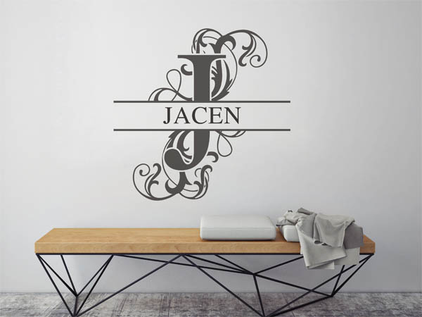 Wandtattoo verschnörkelter Buchstabe J mit Jacen