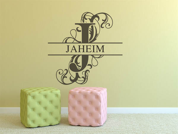 Wandtattoo verschnörkelter Buchstabe J mit Jaheim