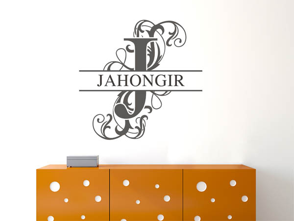 Wandtattoo verschnörkelter Buchstabe J mit Jahongir