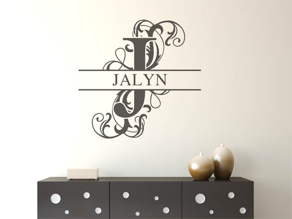 Wandtattoo verschnörkelter Buchstabe J mit Jalyn
