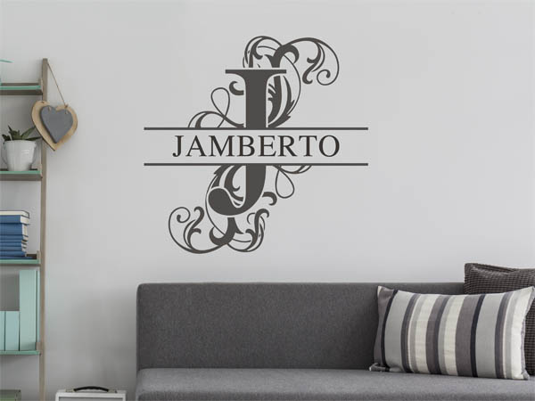 Wandtattoo verschnörkelter Buchstabe J mit Jamberto