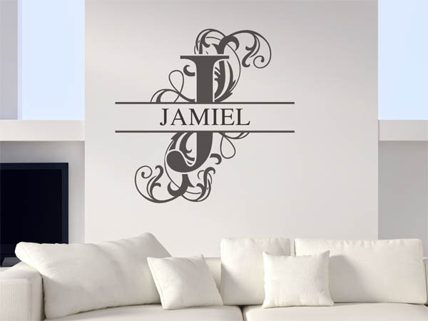 Wandtattoo verschnörkelter Buchstabe J mit Jamiel