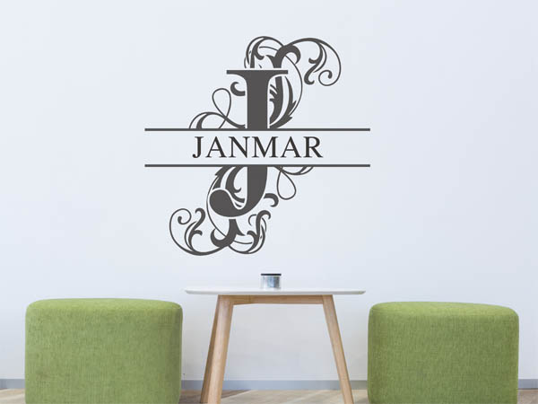 Wandtattoo verschnörkelter Buchstabe J mit Janmar