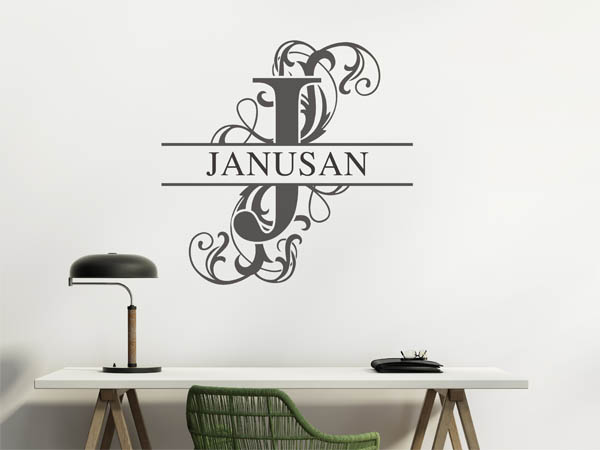 Wandtattoo verschnörkelter Buchstabe J mit Janusan