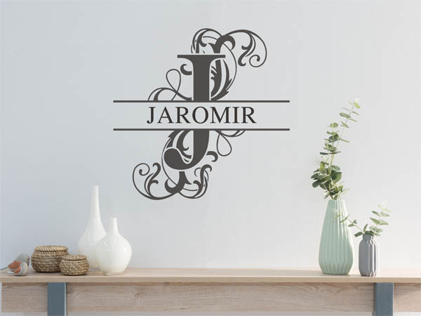 Wandtattoo verschnörkelter Buchstabe J mit Jaromir