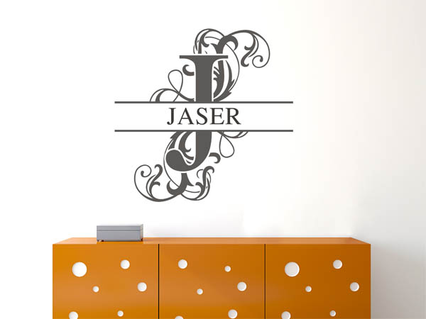 Wandtattoo verschnörkelter Buchstabe J mit Jaser