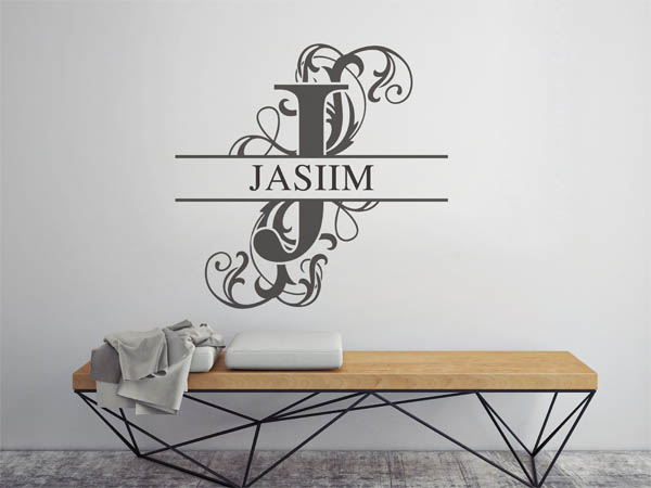 Wandtattoo verschnörkelter Buchstabe J mit Jasiim
