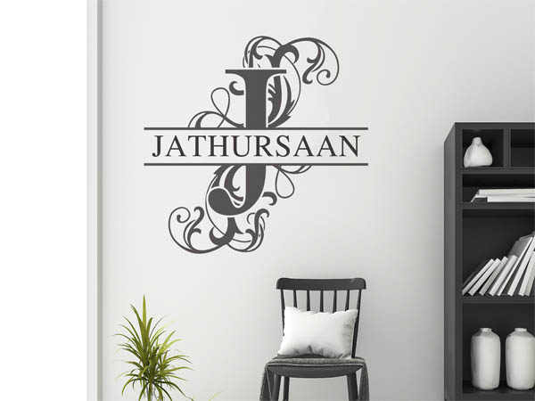 Wandtattoo verschnörkelter Buchstabe J mit Jathursaan